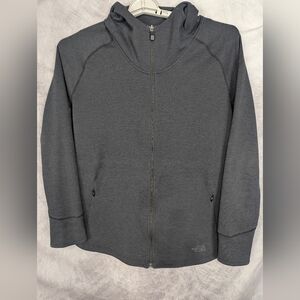 The North Face Large Full Zip Jacket Black With Mock Collar Front Zipper Pockets
